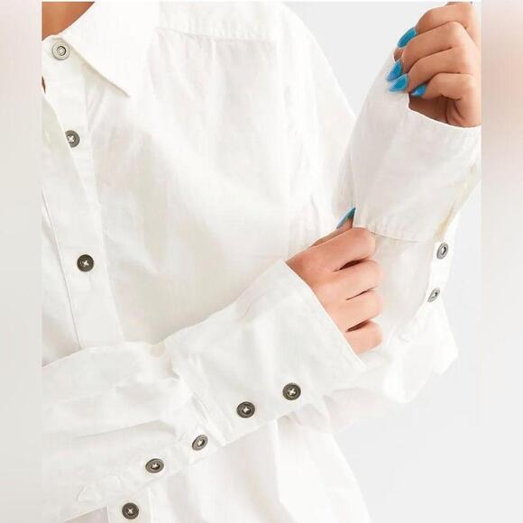 Free People Freya Poplin Button Up Shirt White Size XS - Picture 11 of 15